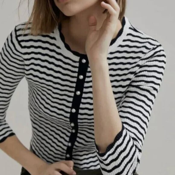 Zara Knit Cardigan with Pearl Buttons S - Picture 2 of 3